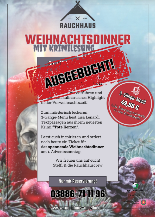 Rauchhaus Möllin - Weihnachts-Krimi-Dinner  "Tote Kerzen" 