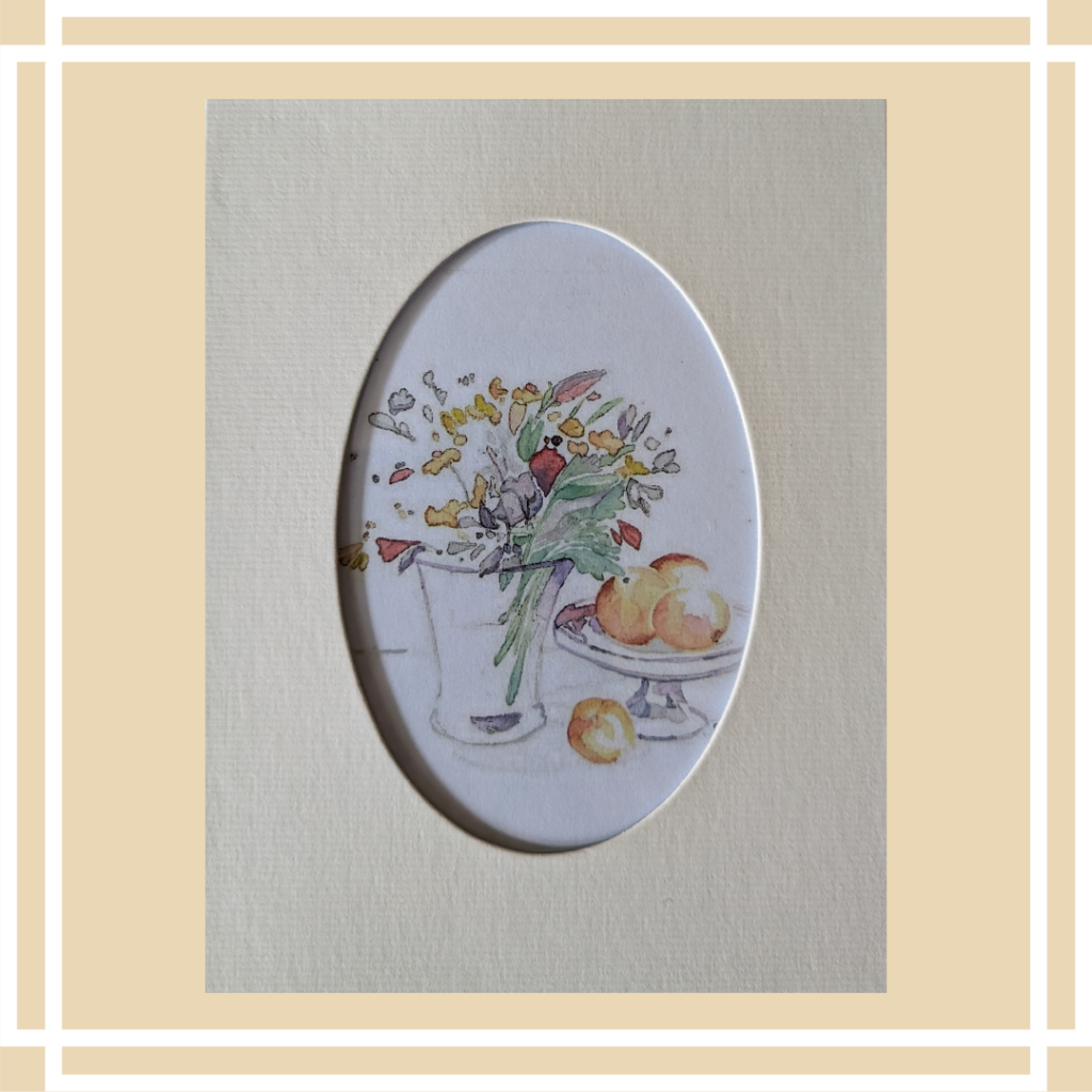Aquarell Blumen und Obst