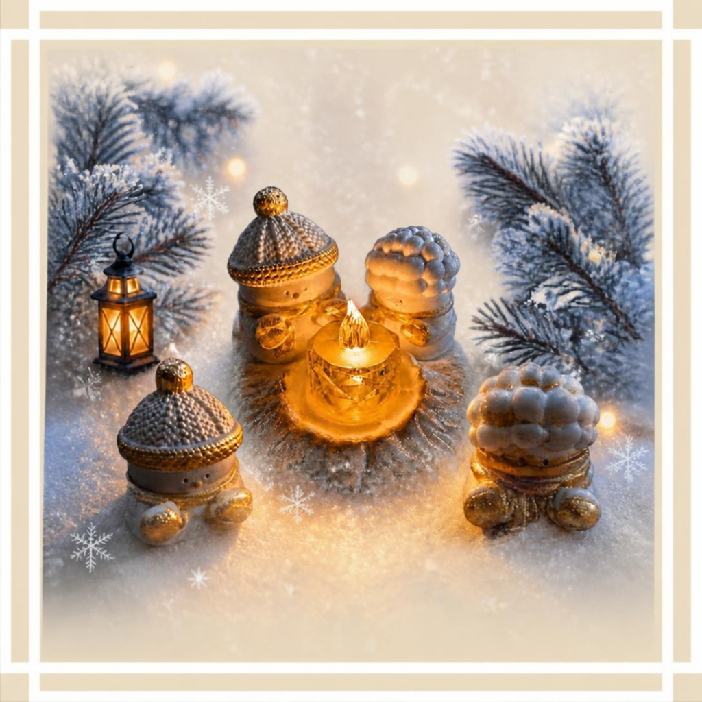 Schneemänner am Lagerfeuer